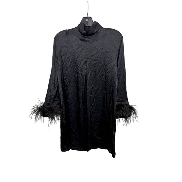 Sleeper Black Party Shirt Dress w/ detachable feather trims NWT - Size S - Picture 4 of 9